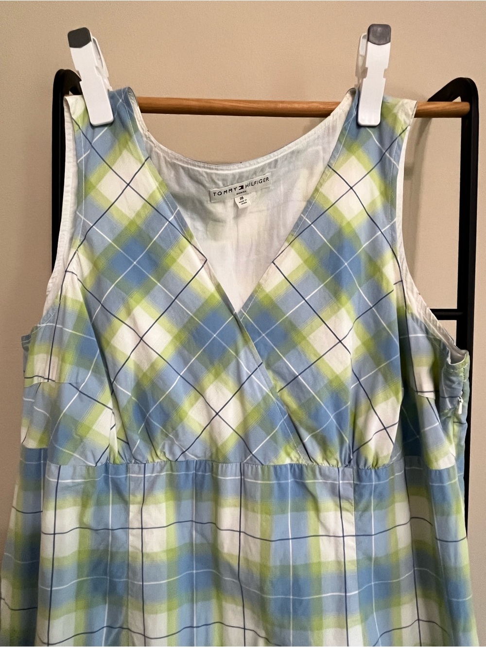 Tommy Hilfiger Cotton Plaid Maxi Dress Coastal Grandmacore Quiet Luxury Size 20 - Picture 3 of 16